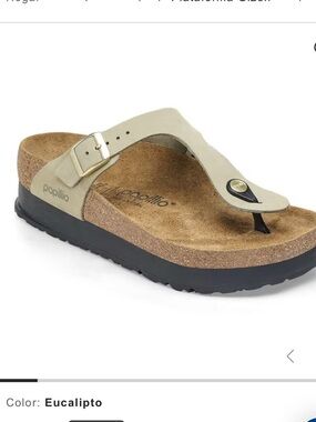 Papillio Gizeh Platform Thong Sandal in Light Beige with Black Outsole